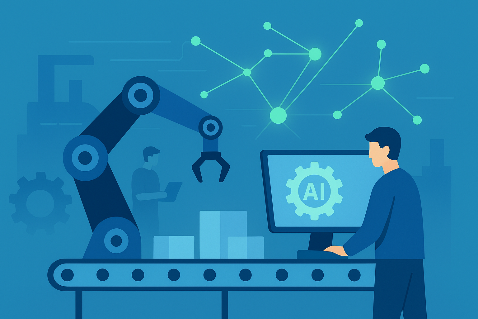 Illustration einer Produktion mit künstlicher Intelligenz